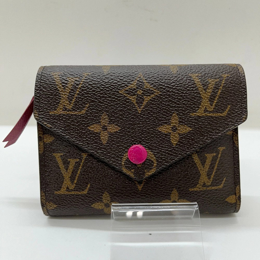 Louis Vuitton Portefeuille Victorine Monogram Wallet Canvas Leather Black Brown